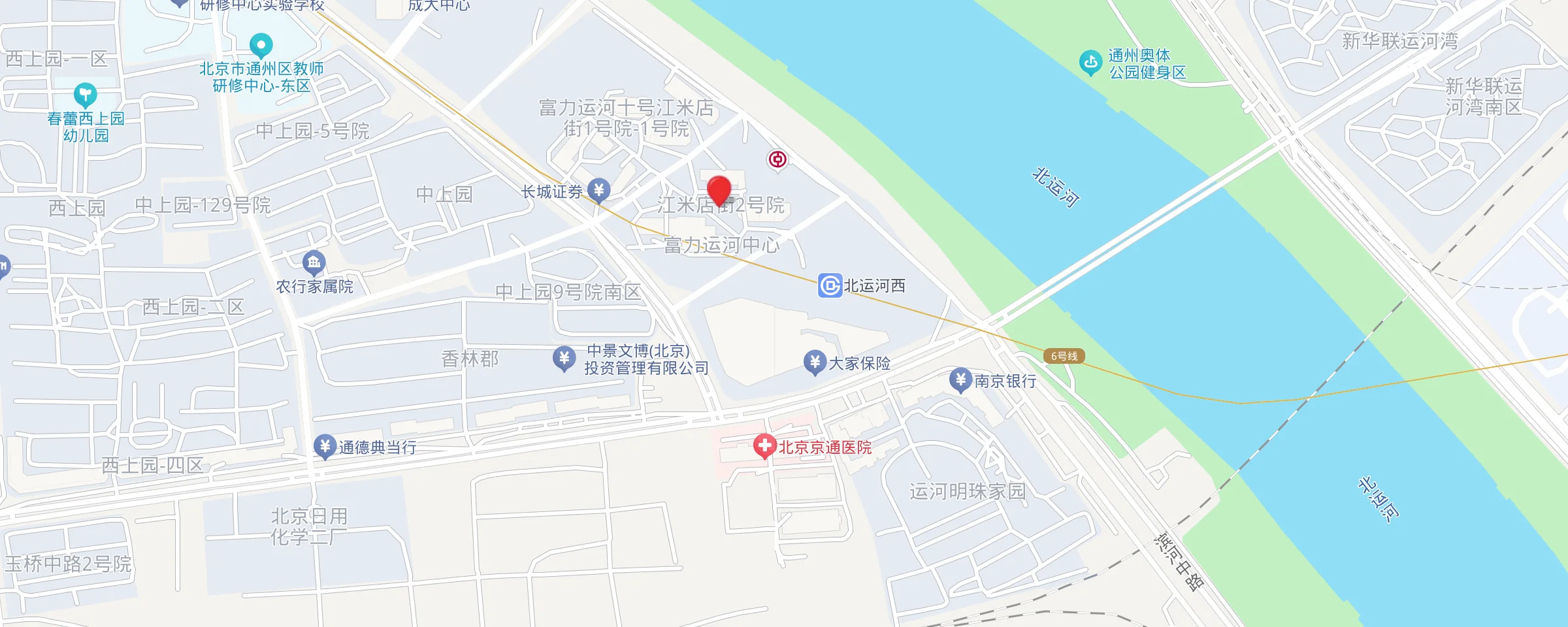 北京诚立会计事务所有限公司对外接待地址位置示意图：北京市通州区富力中心 B01 座 2 单元 2705 室，位于北运河西站一带